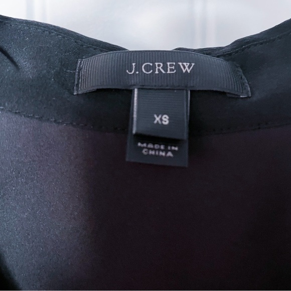 J. Crew Sleeveless Shirt Dress Womens XS 100% Silk Black Button Up Pockets - Picture 3 of 5